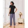 image:imageEkouaer Pajamas for Women Set 2 Piece Lounge Set Soft Pajama Sets Short Sleeve and Pants Pj Sets Loose Sleepwear with PocketsBleu and Red Plaid