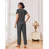 image:imageEkouaer Pajamas for Women Set 2 Piece Lounge Set Soft Pajama Sets Short Sleeve and Pants Pj Sets Loose Sleepwear with PocketsDeep Grey