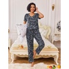 image:imageEkouaer Pajamas for Women Set 2 Piece Lounge Set Soft Pajama Sets Short Sleeve and Pants Pj Sets Loose Sleepwear with PocketsGrey Flower