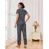 image:imageEkouaer Pajamas for Women Set 2 Piece Lounge Set Soft Pajama Sets Short Sleeve and Pants Pj Sets Loose Sleepwear with PocketsGrey Flower