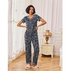 image:imageEkouaer Pajamas for Women Set 2 Piece Lounge Set Soft Pajama Sets Short Sleeve and Pants Pj Sets Loose Sleepwear with PocketsGrey Flower