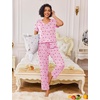 image:imageEkouaer Pajamas for Women Set 2 Piece Lounge Set Soft Pajama Sets Short Sleeve and Pants Pj Sets Loose Sleepwear with PocketsHeart Pattern