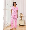 image:imageEkouaer Pajamas for Women Set 2 Piece Lounge Set Soft Pajama Sets Short Sleeve and Pants Pj Sets Loose Sleepwear with PocketsHeart Pattern