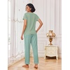 image:imageEkouaer Pajamas for Women Set 2 Piece Lounge Set Soft Pajama Sets Short Sleeve and Pants Pj Sets Loose Sleepwear with PocketsLight Green Plaid