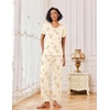 image:imageEkouaer Pajamas for Women Set 2 Piece Lounge Set Soft Pajama Sets Short Sleeve and Pants Pj Sets Loose Sleepwear with PocketsLight Yellow Flowers