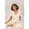 image:imageEkouaer Pajamas for Women Set 2 Piece Lounge Set Soft Pajama Sets Short Sleeve and Pants Pj Sets Loose Sleepwear with PocketsLight Yellow Flowers