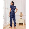 image:imageEkouaer Pajamas for Women Set 2 Piece Lounge Set Soft Pajama Sets Short Sleeve and Pants Pj Sets Loose Sleepwear with PocketsNavy Blue Flower