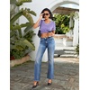 image:imageEkouaer Pajamas for Women Set 2 Piece Lounge Set Soft Pajama Sets Short Sleeve and Pants Pj Sets Loose Sleepwear with PocketsPurple Plaid