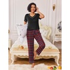 image:imageEkouaer Pajamas for Women Set 2 Piece Lounge Set Soft Pajama Sets Short Sleeve and Pants Pj Sets Loose Sleepwear with PocketsRed Plaid