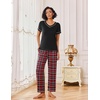 image:imageEkouaer Pajamas for Women Set 2 Piece Lounge Set Soft Pajama Sets Short Sleeve and Pants Pj Sets Loose Sleepwear with PocketsRed Plaid