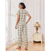image:imageEkouaer Pajamas for Women Set 2 Piece Lounge Set Soft Pajama Sets Short Sleeve and Pants Pj Sets Loose Sleepwear with PocketsTeddy Bear Plaid