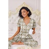 image:imageEkouaer Pajamas for Women Set 2 Piece Lounge Set Soft Pajama Sets Short Sleeve and Pants Pj Sets Loose Sleepwear with PocketsTeddy Bear Plaid