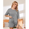 image:imageEkouaer Pajamas for Women Set 2 Piece PJ Soft Comfy Lounge Sets Short Sleeve Tops Shorts Sets Cotton Sleepwear SXXL