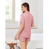 image:imageEkouaer Pajamas for Women Set Button Up Sleepwear 2 Piece Pjs Lounge Set Short Sleeve NightwearLight Pink