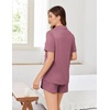 image:imageEkouaer Pajamas for Women Set Button Up Sleepwear 2 Piece Pjs Lounge Set Short Sleeve NightwearMauve
