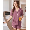image:imageEkouaer Pajamas for Women Set Button Up Sleepwear 2 Piece Pjs Lounge Set Short Sleeve NightwearMauve
