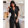 image:imageEkouaer Pajamas for Women Set Button Up Soft Pjs Short Sleeve 2 Piece Lounge Sets Comfy SleepwearBlack