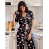 image:imageEkouaer Pajamas for Women Set Button Up Soft Pjs Short Sleeve 2 Piece Lounge Sets Comfy SleepwearBlack With Pink Hearts