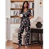 image:imageEkouaer Pajamas for Women Set Button Up Soft Pjs Short Sleeve 2 Piece Lounge Sets Comfy SleepwearBlack With Pink Hearts