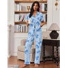image:imageEkouaer Pajamas for Women Set Button Up Soft Pjs Short Sleeve 2 Piece Lounge Sets Comfy SleepwearBlue Bow Tie