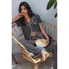 image:imageEkouaer Pajamas for Women Set Button Up Soft Pjs Short Sleeve 2 Piece Lounge Sets Comfy SleepwearDeep Grey