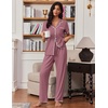 image:imageEkouaer Pajamas for Women Set Button Up Soft Pjs Short Sleeve 2 Piece Lounge Sets Comfy SleepwearDusty Mauve