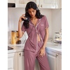image:imageEkouaer Pajamas for Women Set Button Up Soft Pjs Short Sleeve 2 Piece Lounge Sets Comfy SleepwearDusty Mauve