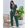image:imageEkouaer Pajamas for Women Set Button Up Soft Pjs Short Sleeve 2 Piece Lounge Sets Comfy SleepwearGreen