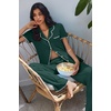 image:imageEkouaer Pajamas for Women Set Button Up Soft Pjs Short Sleeve 2 Piece Lounge Sets Comfy SleepwearGreen