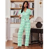 image:imageEkouaer Pajamas for Women Set Button Up Soft Pjs Short Sleeve 2 Piece Lounge Sets Comfy SleepwearGreen Butterfly