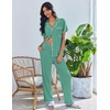 image:imageEkouaer Pajamas for Women Set Button Up Soft Pjs Short Sleeve 2 Piece Lounge Sets Comfy SleepwearGreen Gray