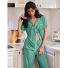 image:imageEkouaer Pajamas for Women Set Button Up Soft Pjs Short Sleeve 2 Piece Lounge Sets Comfy SleepwearGreen Gray