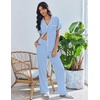 image:imageEkouaer Pajamas for Women Set Button Up Soft Pjs Short Sleeve 2 Piece Lounge Sets Comfy SleepwearLight Blue