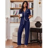 image:imageEkouaer Pajamas for Women Set Button Up Soft Pjs Short Sleeve 2 Piece Lounge Sets Comfy SleepwearNavy Blue