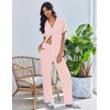 image:imageEkouaer Pajamas for Women Set Button Up Soft Pjs Short Sleeve 2 Piece Lounge Sets Comfy SleepwearPink