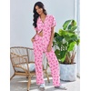 image:imageEkouaer Pajamas for Women Set Button Up Soft Pjs Short Sleeve 2 Piece Lounge Sets Comfy SleepwearPink Bow Tie
