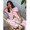 image:imageEkouaer Pajamas for Women Set Button Up Soft Pjs Short Sleeve 2 Piece Lounge Sets Comfy SleepwearPink Stripe  Bow