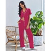 image:imageEkouaer Pajamas for Women Set Button Up Soft Pjs Short Sleeve 2 Piece Lounge Sets Comfy SleepwearRose Red