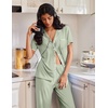 image:imageEkouaer Pajamas for Women Set Button Up Soft Pjs Short Sleeve 2 Piece Lounge Sets Comfy SleepwearSage Green