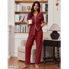 image:imageEkouaer Pajamas for Women Set Button Up Soft Pjs Short Sleeve 2 Piece Lounge Sets Comfy SleepwearWine Red