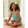 image:imageEkouaer Pajamas for Women Soft Lingerie Sleepwear 2 Piece Cami Shorts Set Waffle Knit Pj Loungewear