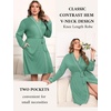 image:imageEkouaer Plus Size Robes for Women Lightweight Bathrobe V Neck Kimono Loungewear Soft Maternity Robes with Pockets Gray Green4X