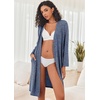image:imageEkouaer Robe for Women Ribbed Knit Bathrobe Soft Knee Length Kimono Robes Ladies Sleepwear with Pockets SXXL