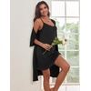 image:imageEkouaer Robes Womens Nightgown and Robe Set 2 Piece Sexy Lace Spaghetti Strap Lightweight Sleepwear with Pockets SXXLBlack