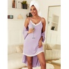 image:imageEkouaer Robes Womens Nightgown and Robe Set 2 Piece Sexy Lace Spaghetti Strap Lightweight Sleepwear with Pockets SXXLLavender