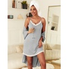 image:imageEkouaer Robes Womens Nightgown and Robe Set 2 Piece Sexy Lace Spaghetti Strap Lightweight Sleepwear with Pockets SXXLLight Gray