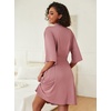 image:imageEkouaer Robes Womens Nightgown and Robe Set 2 Piece Sexy Lace Spaghetti Strap Lightweight Sleepwear with Pockets SXXLPale Violet Red