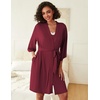 image:imageEkouaer Robes Womens Nightgown and Robe Set 2 Piece Sexy Lace Spaghetti Strap Lightweight Sleepwear with Pockets SXXLWine Red