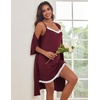 image:imageEkouaer Robes Womens Nightgown and Robe Set 2 Piece Sexy Lace Spaghetti Strap Lightweight Sleepwear with Pockets SXXLWine Red