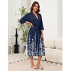 image:imageEkouaer Robes for Women Long Knit Bathrobe Lightweight 34 Sleeves Kimono Robe Soft Sleepwear with Pockets SXXLNavy Blue Floral